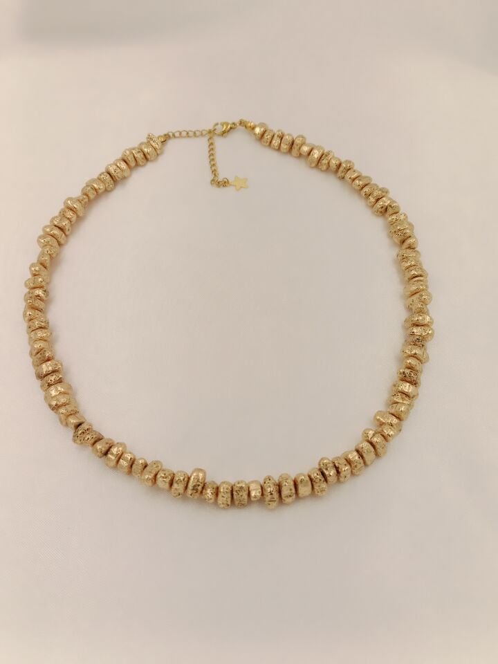 Lovely Lav Gold  Amorf Kesim Lav Taşı Kolye