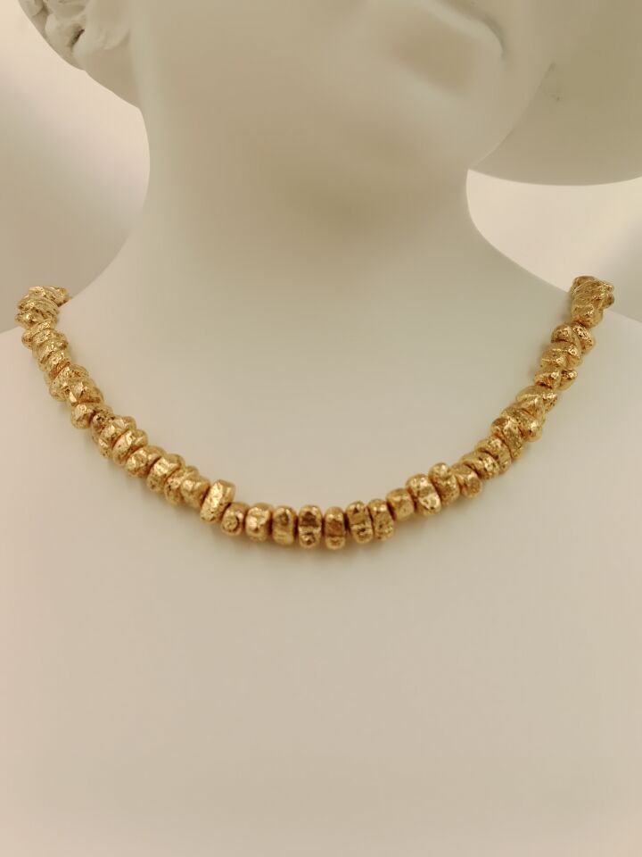 Lovely Lav Gold  Amorf Kesim Lav Taşı Kolye