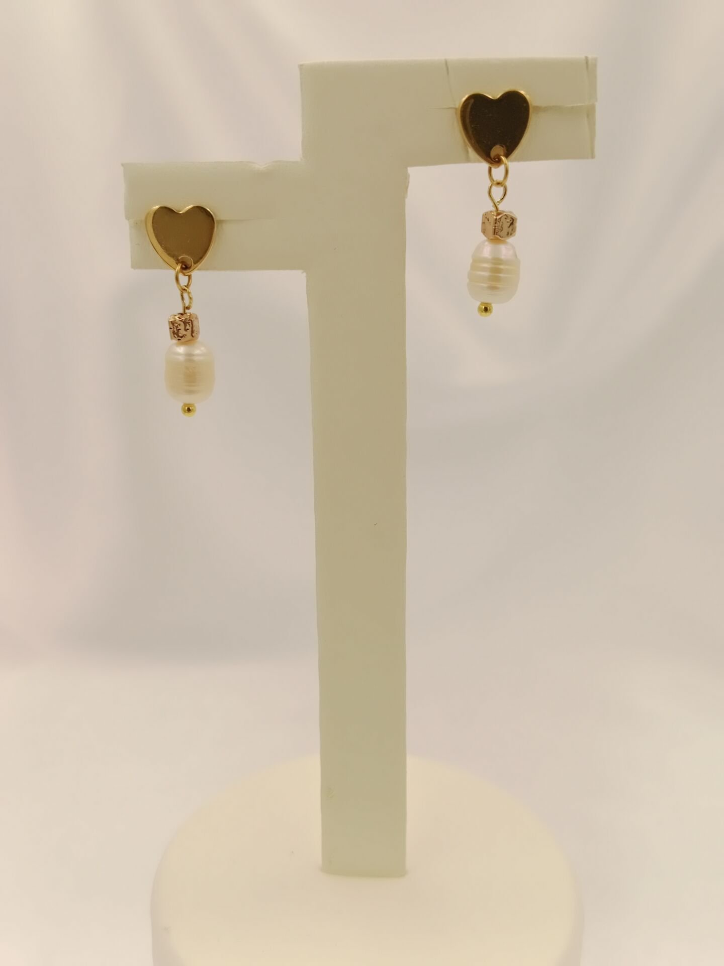 Lovely Lav Gold Minimal İncili Lav Taşı Tasarım Küpe