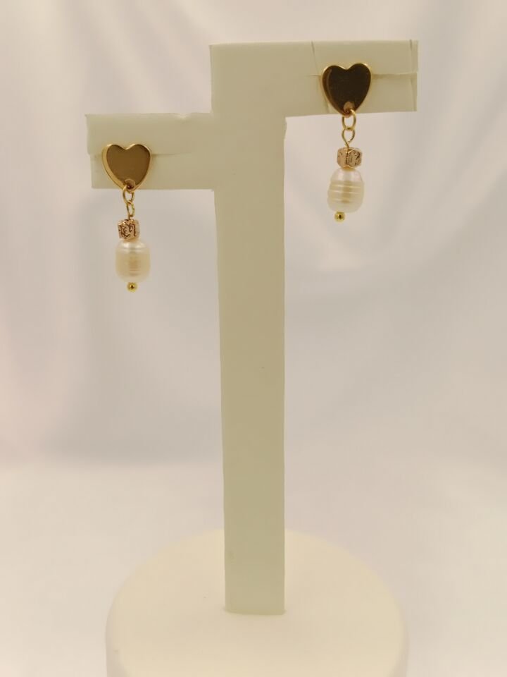 Lovely Lav Gold Minimal İncili Lav Taşı Tasarım Küpe