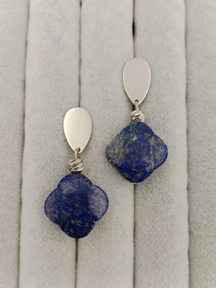 Lapis Lazuli Yonca Tasarım Küpe