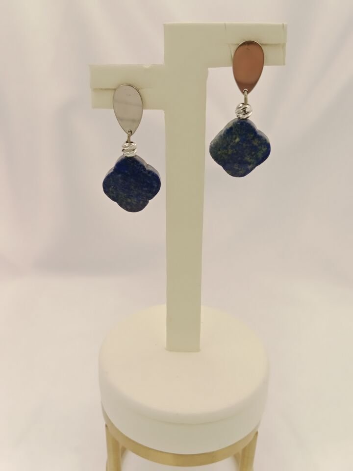 Lapis Lazuli Yonca Tasarım Küpe