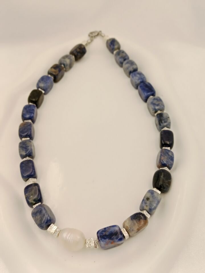 Barok İncili Lapis Lazuli Tasarım Kolye