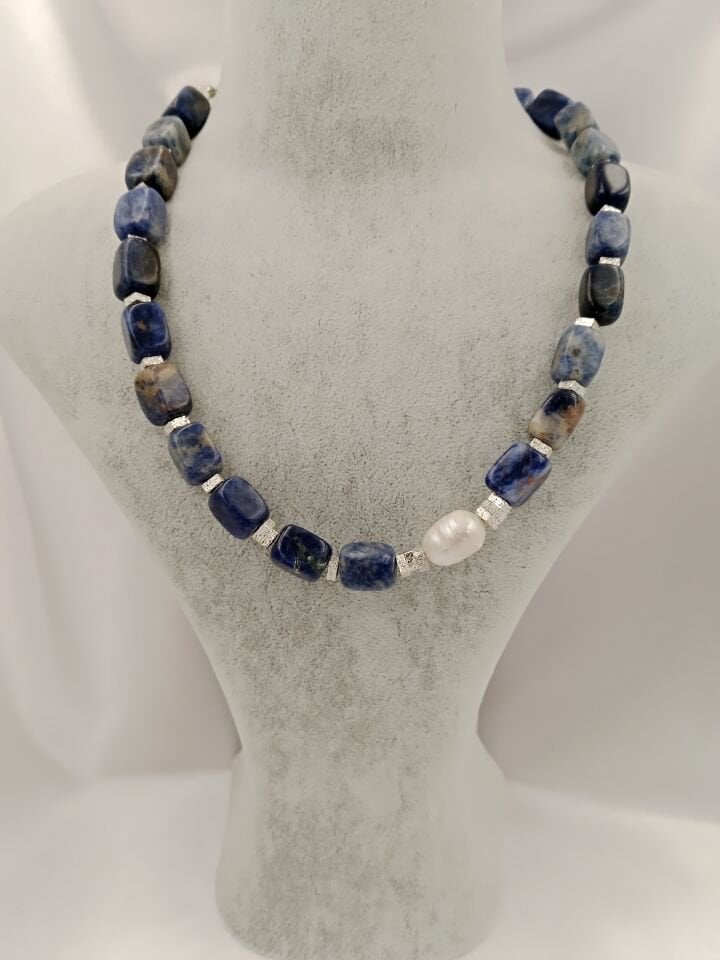 Barok İncili Lapis Lazuli Tasarım Kolye