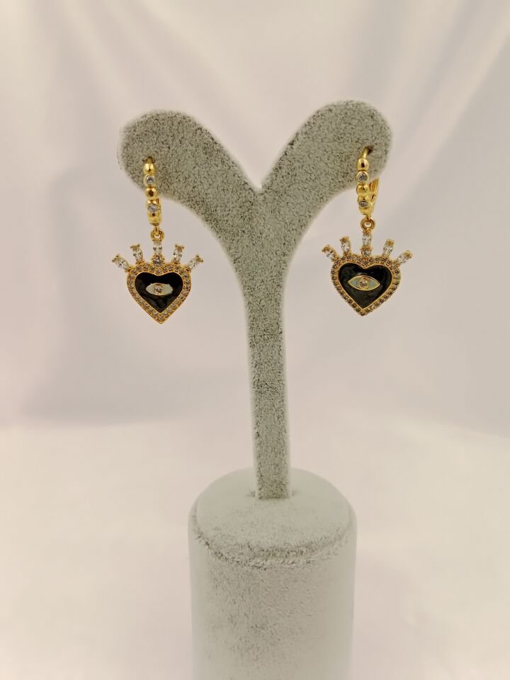 Mineli Zirkonlu Evil Eye Göz Figürlü Tasarım Küpe