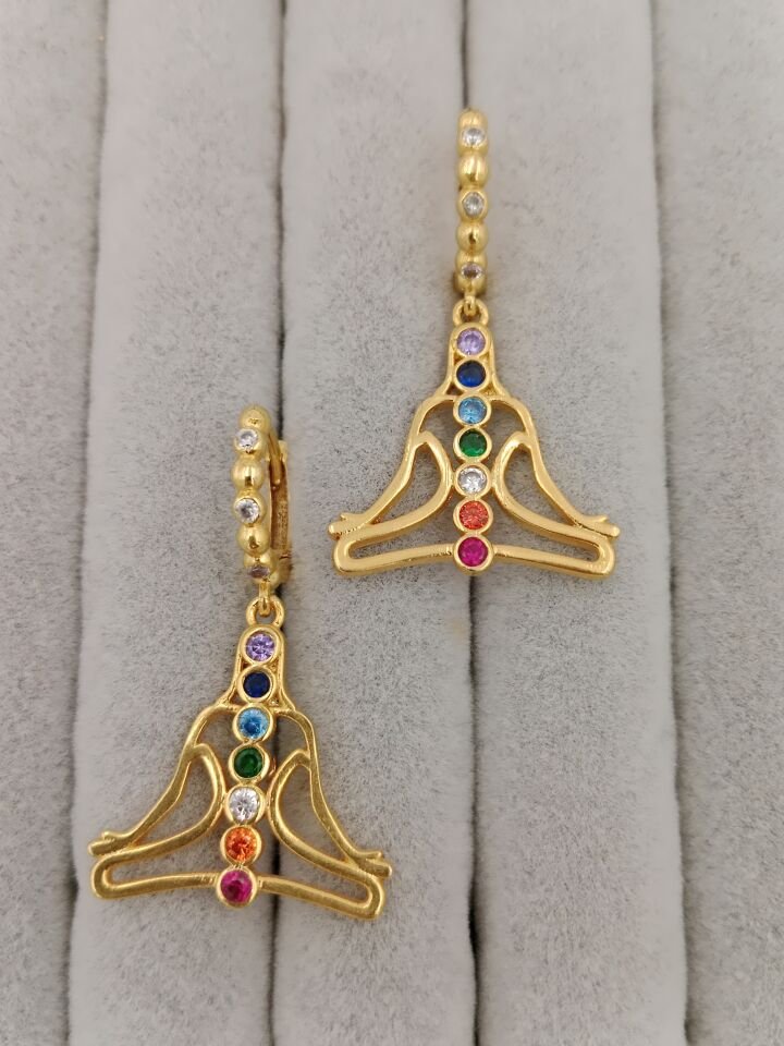Zirkonlu Çakra Tasarım Küpe