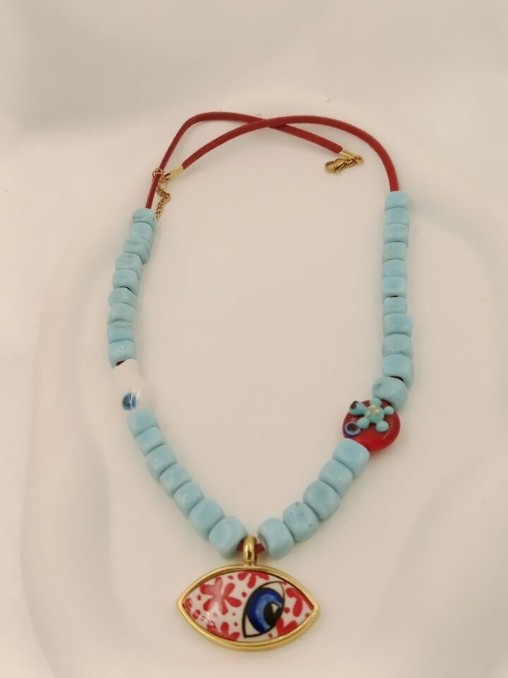 Bodrum Boncuklu Seramik Balık Tasarım Kolye