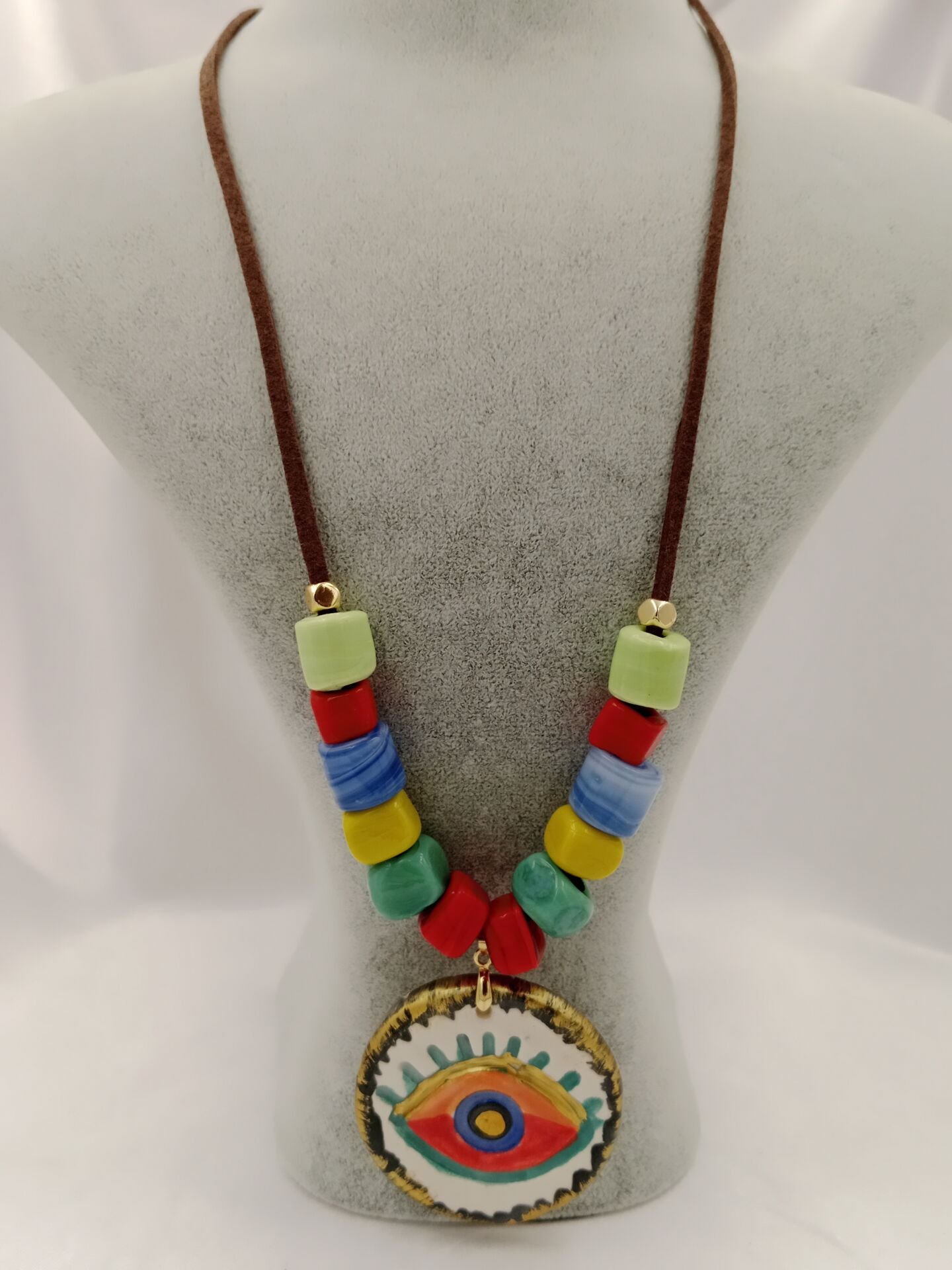 Bodrum Boncuklu Seramik Göz Evil Eye Tasarım Kolye