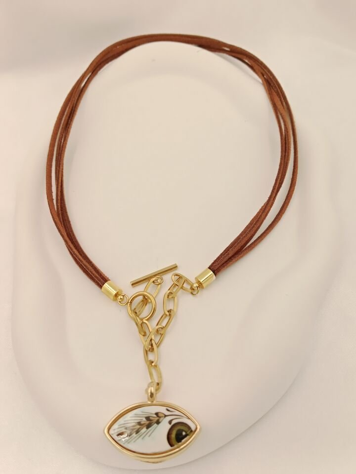 Bodrum Boncuklu Seramik Göz Evil Eye Tasarım Kolye