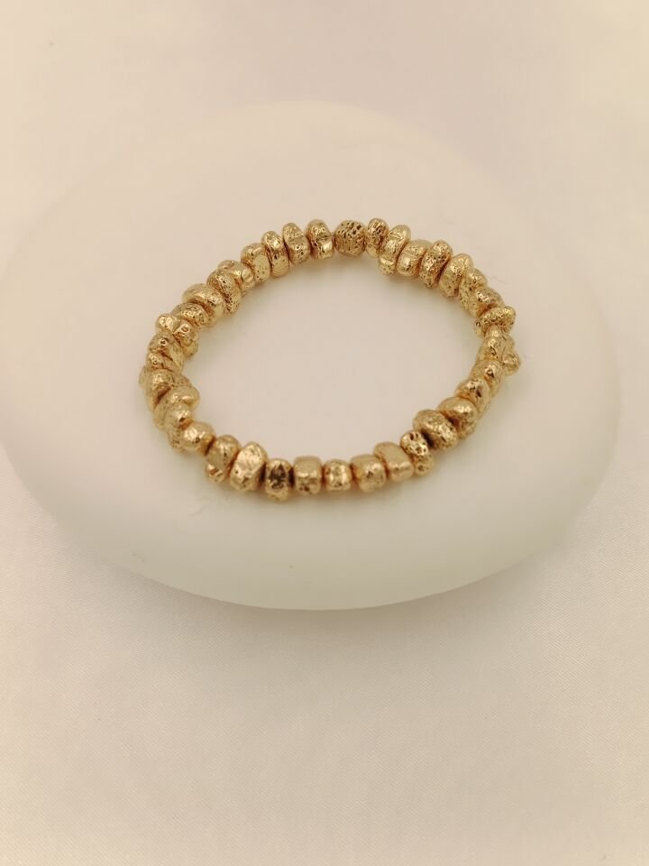 Lovely Lav Gold Amorf Kesim Lav Taşı Bileklik