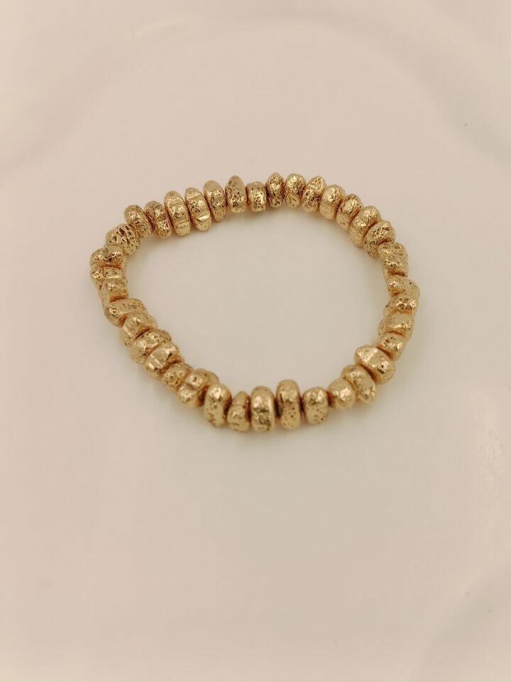 Lovely Lav Gold Amorf Kesim Lav Taşı Bileklik