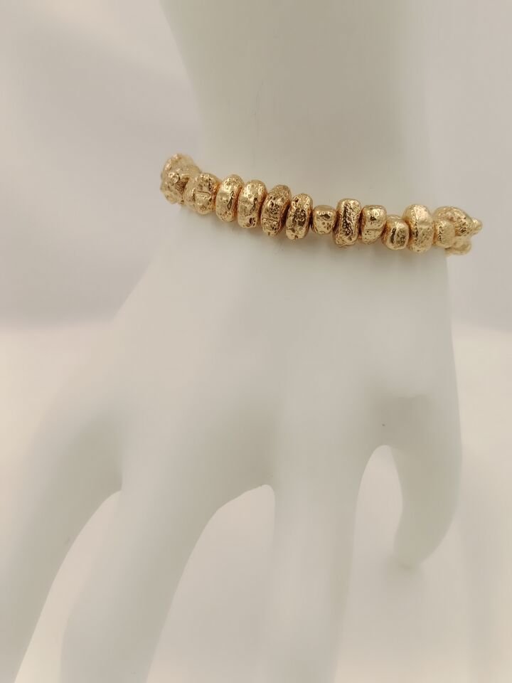 Lovely Lav Gold Amorf Kesim Lav Taşı Bileklik