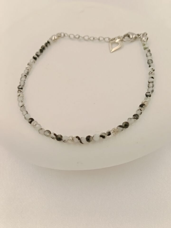 Minimal Faset Kesim Ay Taşı Tasarım Bileklik