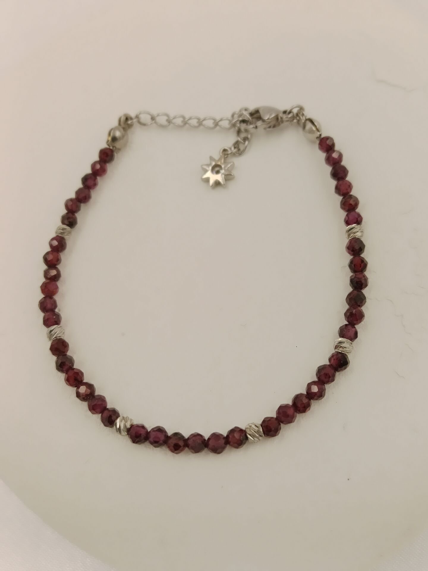 Faset Kesim Lal Garnet Taşı Minimal Tasarım Bileklik
