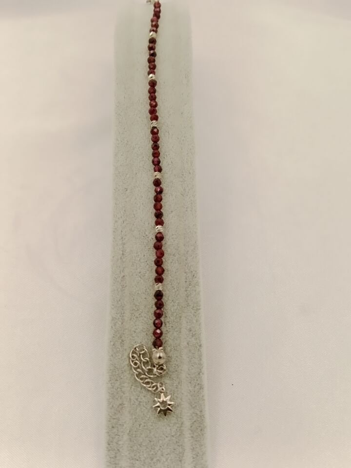 Faset Kesim Lal Garnet Taşı Minimal Tasarım Bileklik
