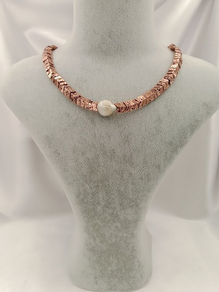 Lovely Lav Rose Barok İncili Lav Taşı Kolye