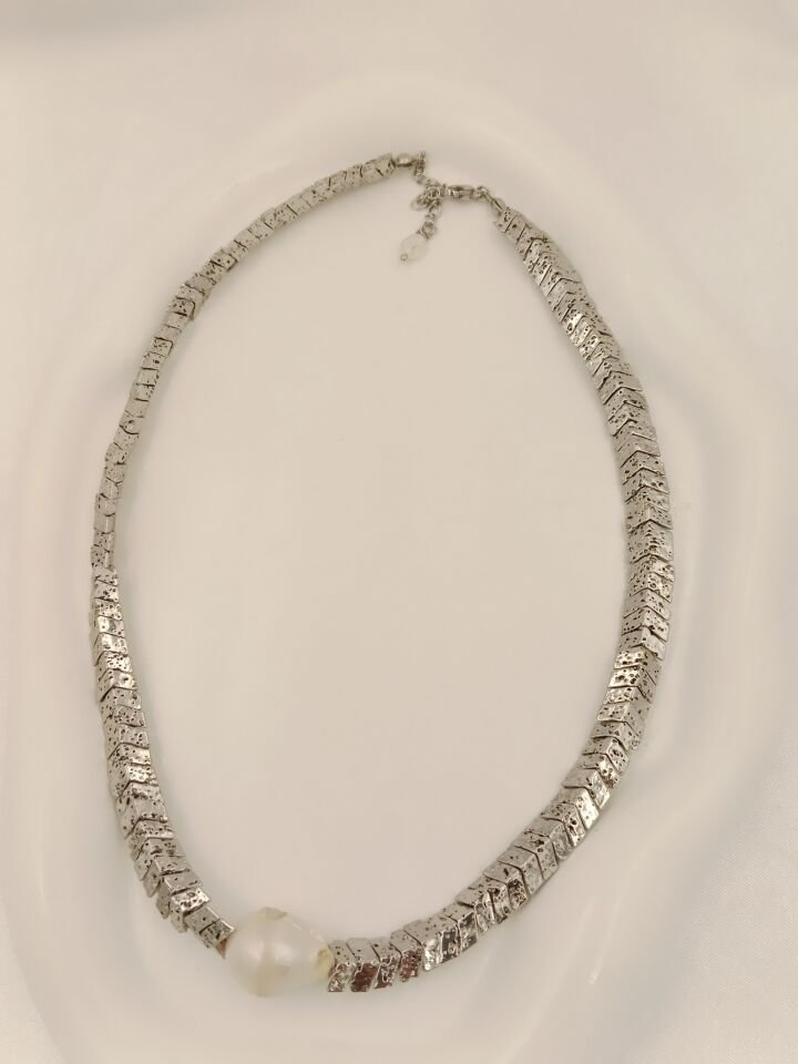 Lovely Lav Gümüş Barok İncili Lav Taşı Kolye
