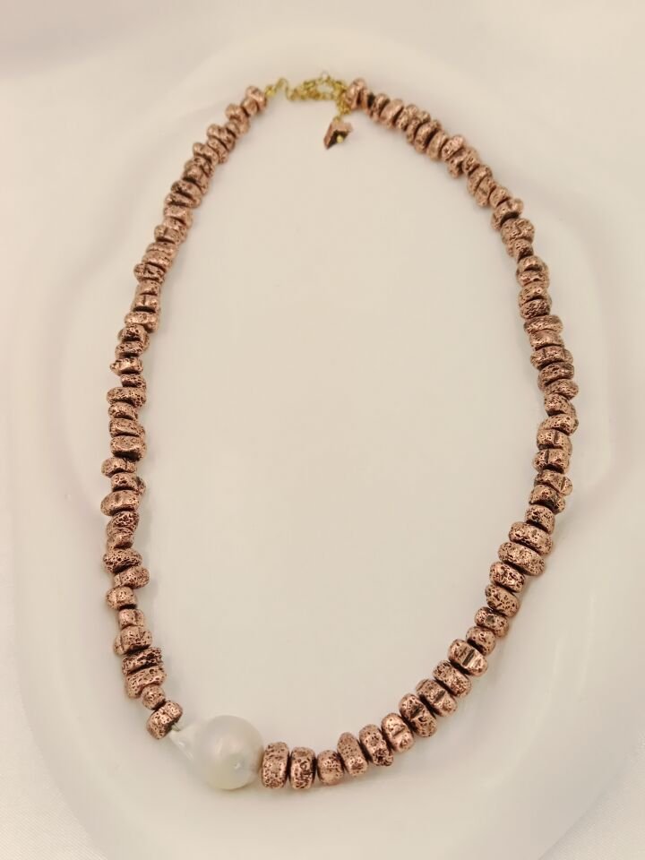Lovely Lav Rose Barok İncili Lav Taşı Kolye