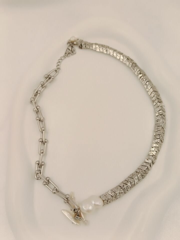 Lovely Lav Gümüş Barok İncili Lav Taşı Tasarım Kolye