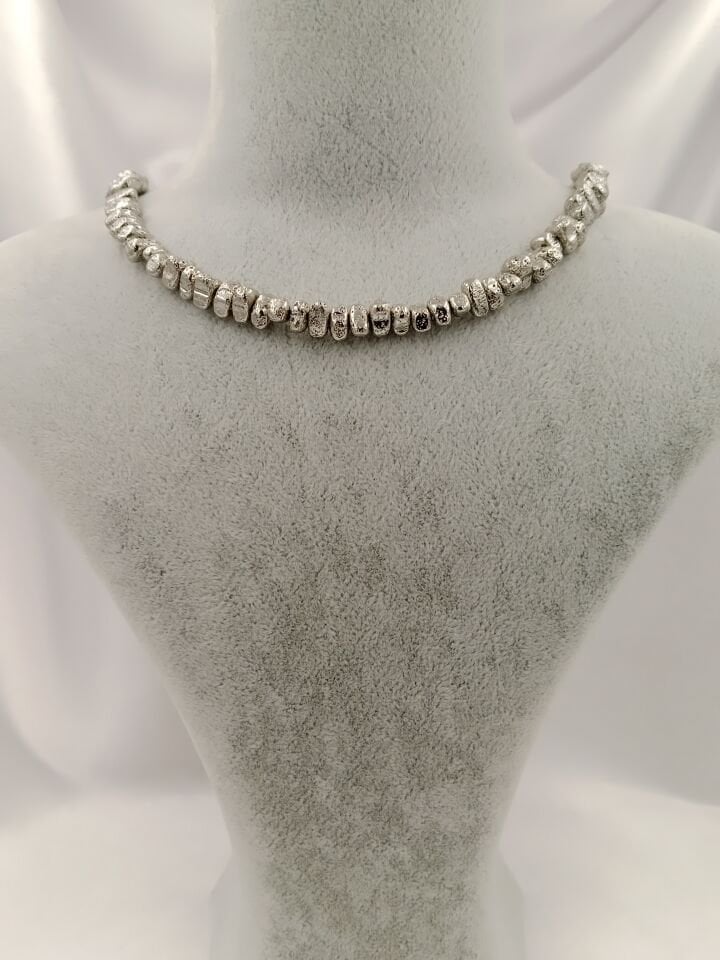 Lovely Lav Gümüş Amorf Kesim Lav Taşı Kolye