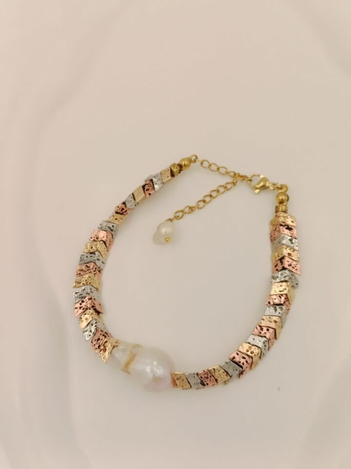 Lovely Lav Mix Renkli Barok İncili Lav Taşı Bileklik