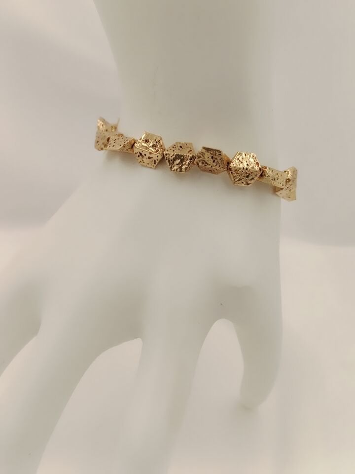Lovely Lav Gold Petek Lav Taşı Bileklik