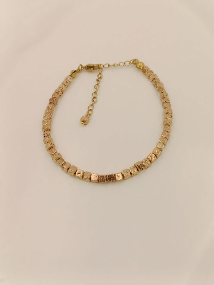 Lovely Lav Gold Lav Taşı Minimal Bileklik