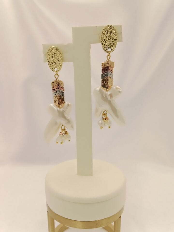 Lovely Lav Mix Renkli Barok İncili Lav Taşı Tasarım Küpe