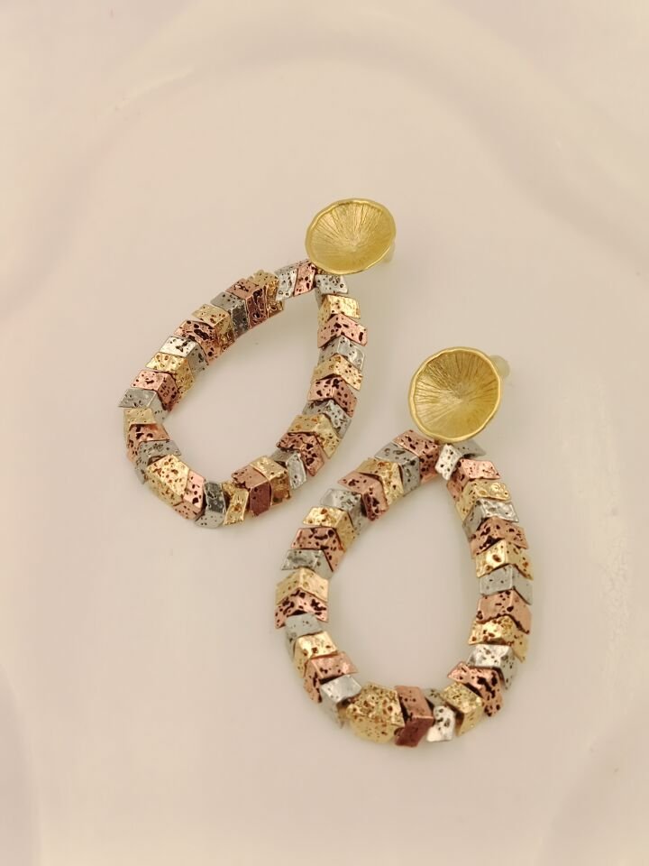 Lovely Lav Mix Renkli Lav Taşı Tasarım Küpe