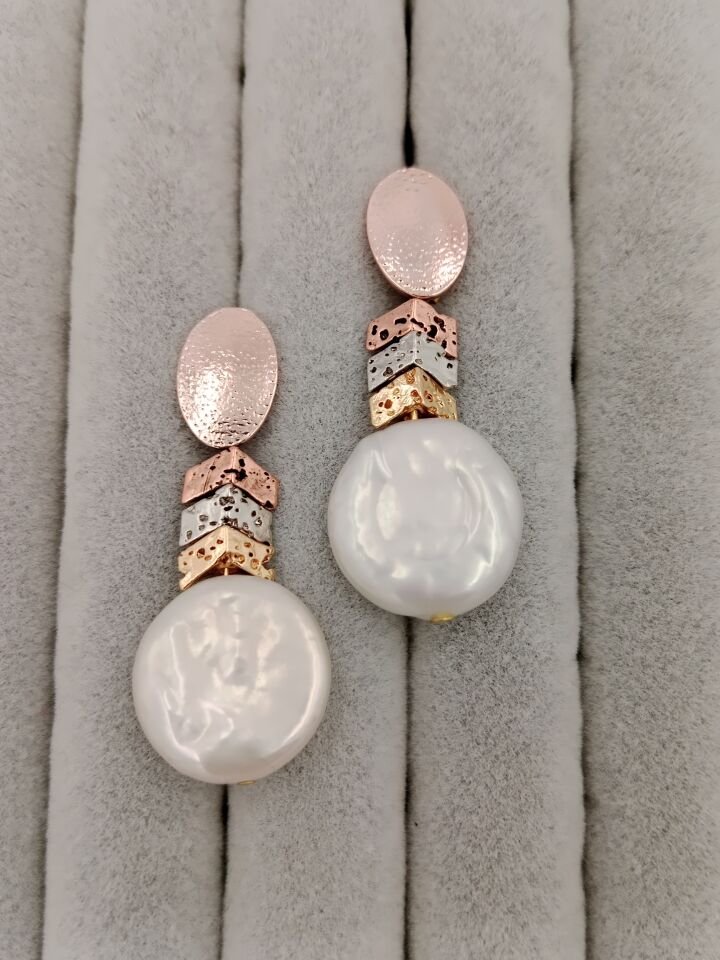 Lovely Lav Mix Renkli Barok İncili Lav Taşı Tasarım Küpe