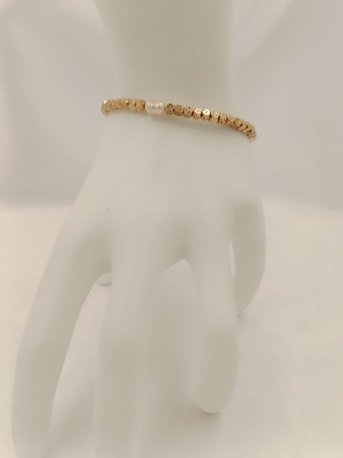 Lovely Lav Gold İncili Lav Taşı Minimal Bileklik